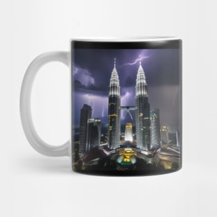 Iconic World Landmarks During A Thunderstorm : The Petronas Towers Kuala Lumpur Mug